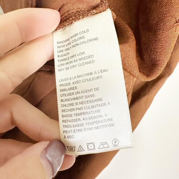 Free People Womens Pants Bootcut Leg Pleated Zipper Front Slash Pockets Brown XS - Picture 9 of 9